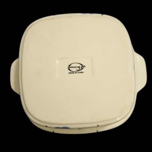 Omega Ceramic Casserole Dish w/ Lid & Wicker Basket Fruit Pattern 7" Small Chip - Picture 4 of 8